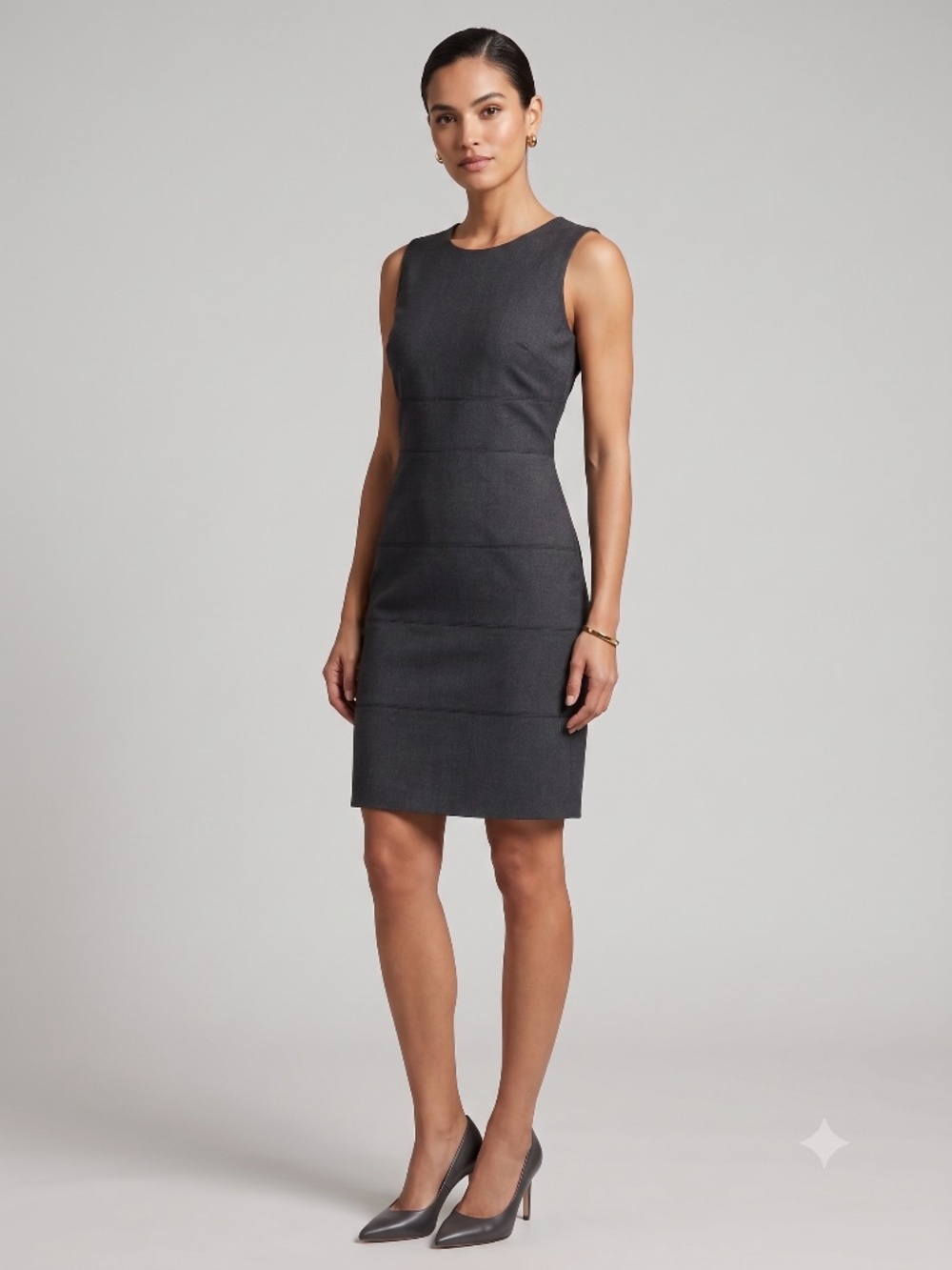 Calvin Klein Charcoal Grey Sleeveless Horizontal Seam Sheath Dress - Size 6P